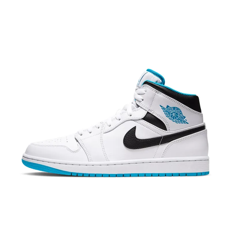 Jordan 1 Mid Laser Blue White/Laser Blue-Black (554724-141)