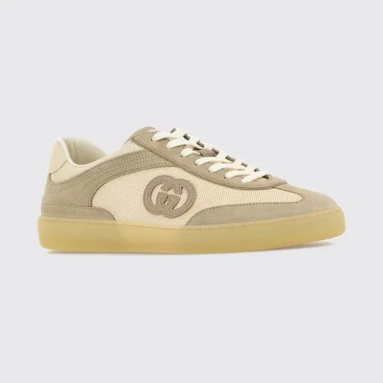 Gucci G75 Low-Top Sneakers in GG Monogram Fabric and Suede White (791742AAECN9548)