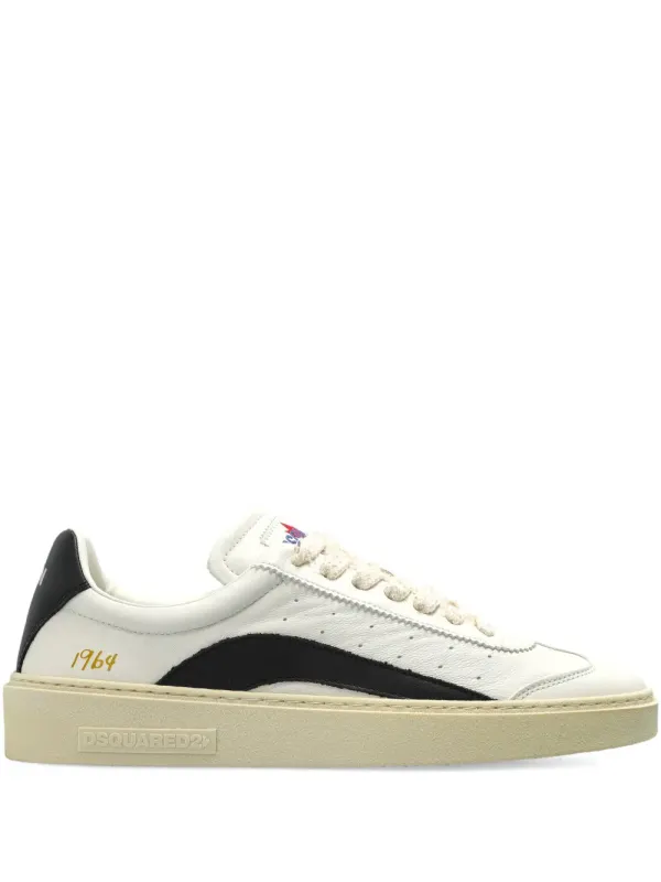 DSQUARED2 Rider geperforeerde gestreepte leren – White (SNW030118908696)