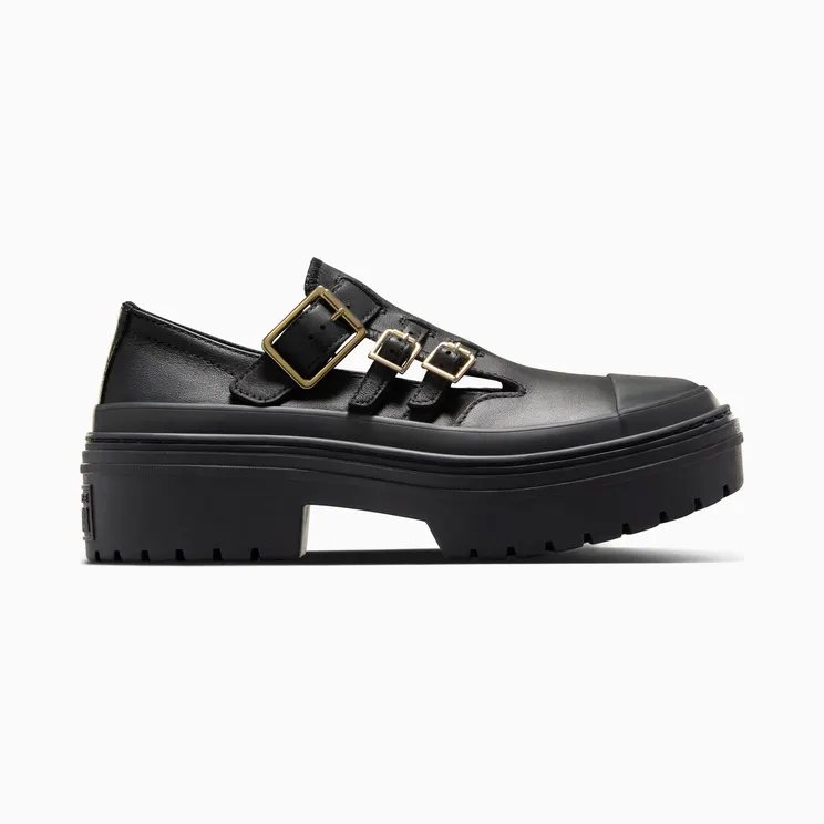 Converse Chuck Taylor All Star Lugged Heel Mary Jane Platform Black/Black/Gold (A10616C)