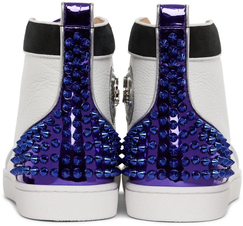 Christian Louboutin White & Black Rantus Spikes Sneakers (1220369)