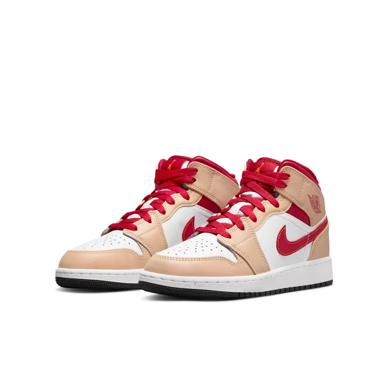 Air Jordan 1 Mid GS “Beige / Red” (554725-201)