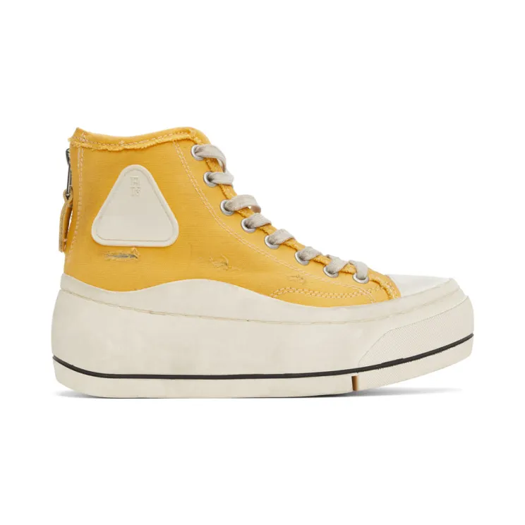 R13 Yellow Distressed High-Top Sneakers (R13S5029-004)