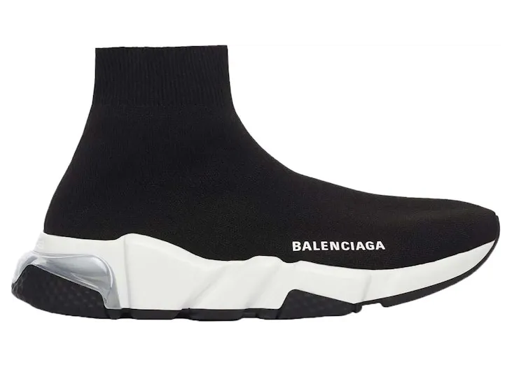 Balenciaga Speed Clear Sole Black White (W) (607543W2DB61010)