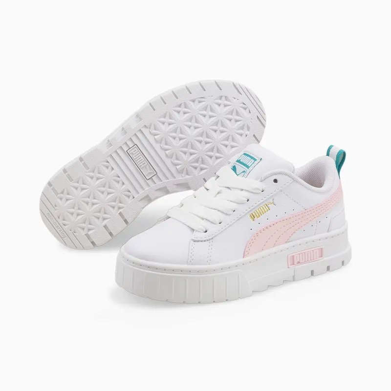 PUMA Mayze Leather Kids’ White/Chalk Pink (384528-03)