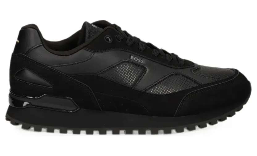 BOSS perforated panelled sneakers – Zwart (50568929)