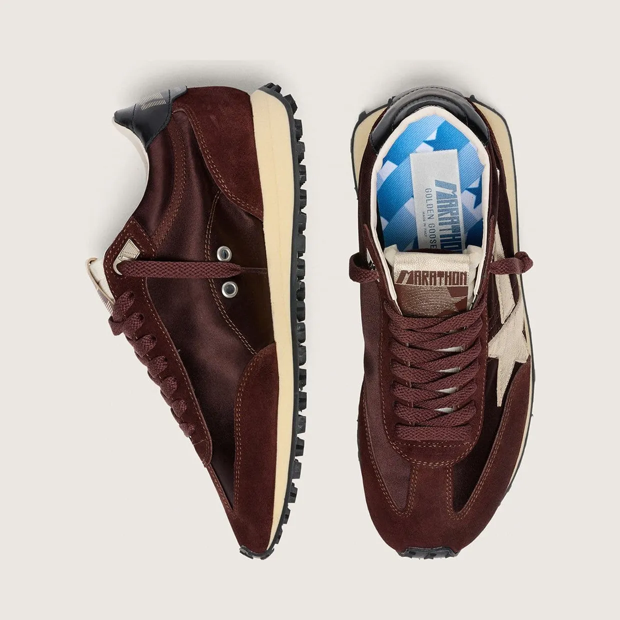 Golden Goose Marathon With Brown Satin Upper And Platinum Leather Star (GMF00683.F007841.55661) (4)