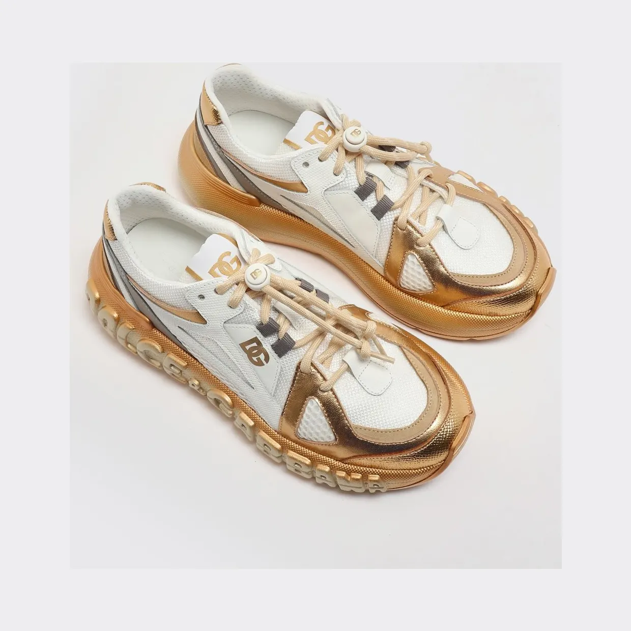 Dolce & Gabbana Laminated Leather And Mesh Sneakers White (D11371AX07589662)