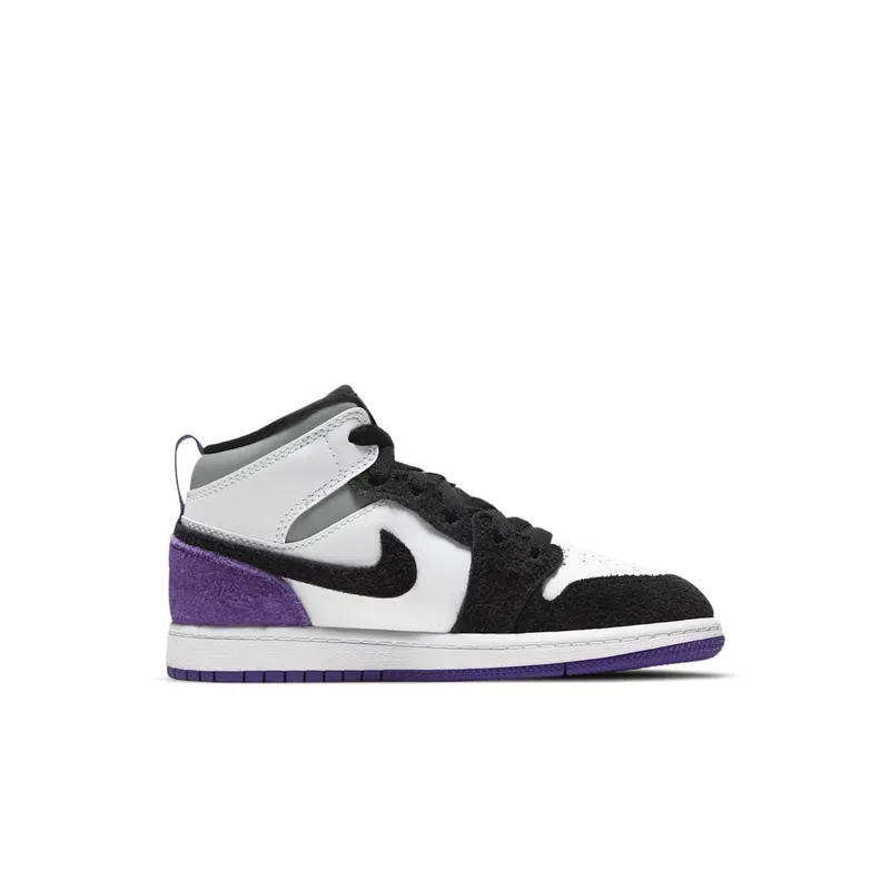 Jordan 1 Mid SE Purple (PS) White/Black-Light Solar Flare Heather-Varsity Purple (BQ6932-105)