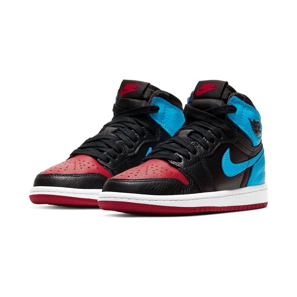 Jordan 1 Retro High UNC Chicago Leather (PS) Black/Dark Powder Blue-Gym Red (CU0449-046)