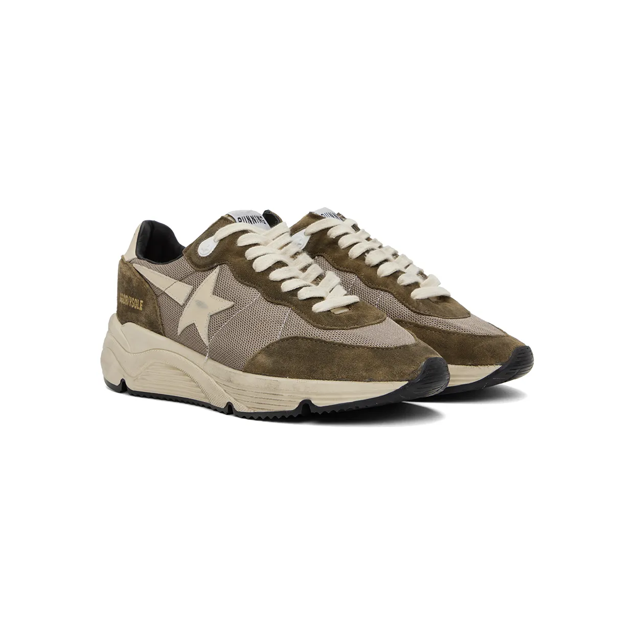 Golden Goose Khaki & Beige Running Sole Low-Top Sneakers (GMF00272.F003249.35812) (4)