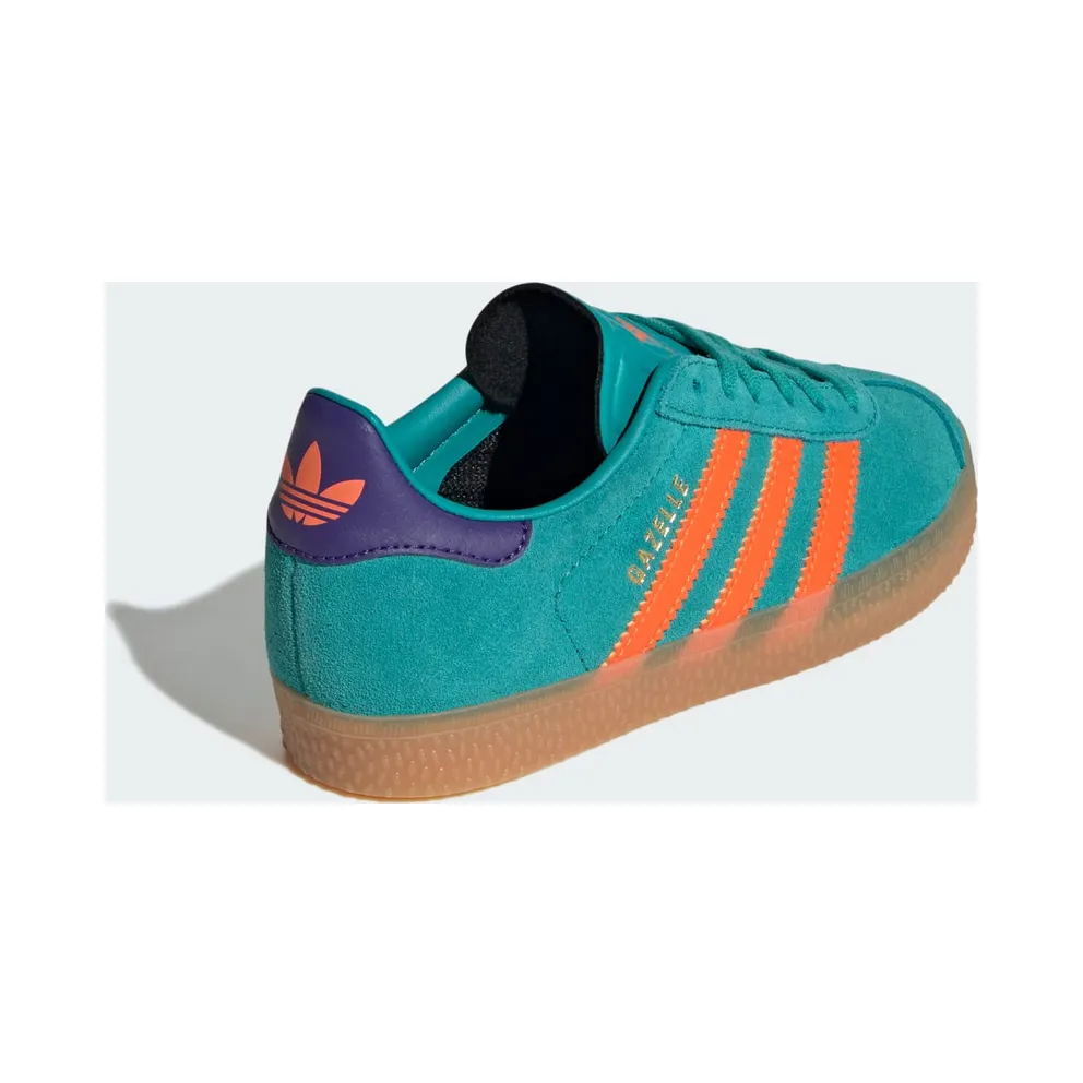 Adidas Gazelle PS “Pure Teal Impact Orange Collegiate Purple” (JR5946)