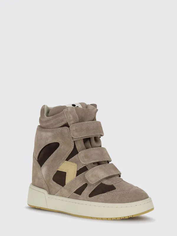 Isabel Marant IM3 Bicolor Suede High-Top Wedge with Velcro Straps Brown (BK0010FAD3E11SSNBW)