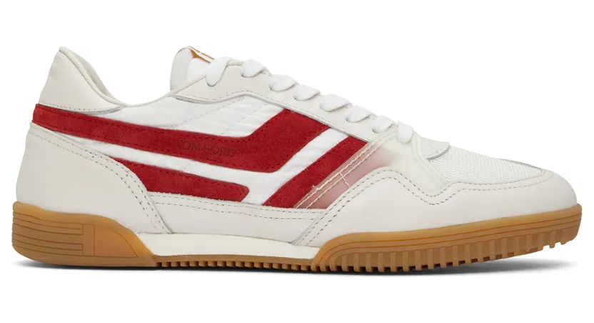 TOM FORD Off-White & Red Jackson Sneakers (J1348T-LCL255)