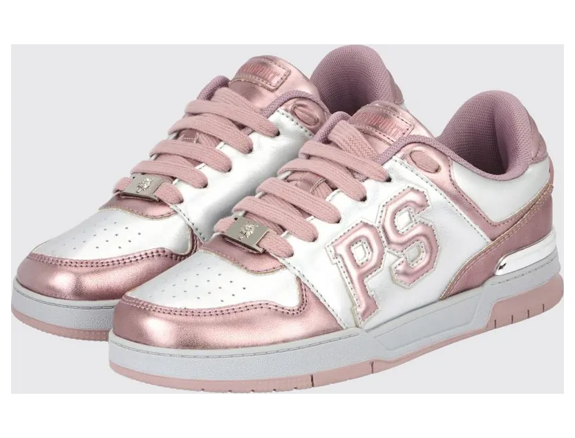 Plein Sport Viper II Laminated Leather Sneakers Pink (FAESWSC2772SLE004N0370)
