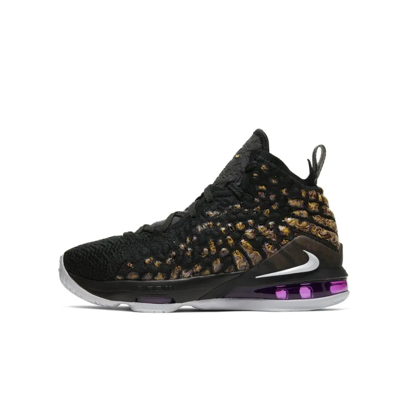 Nike LeBron 17 Lakers (GS) Black/White-Eggplant-Amarillo (BQ5594-004)