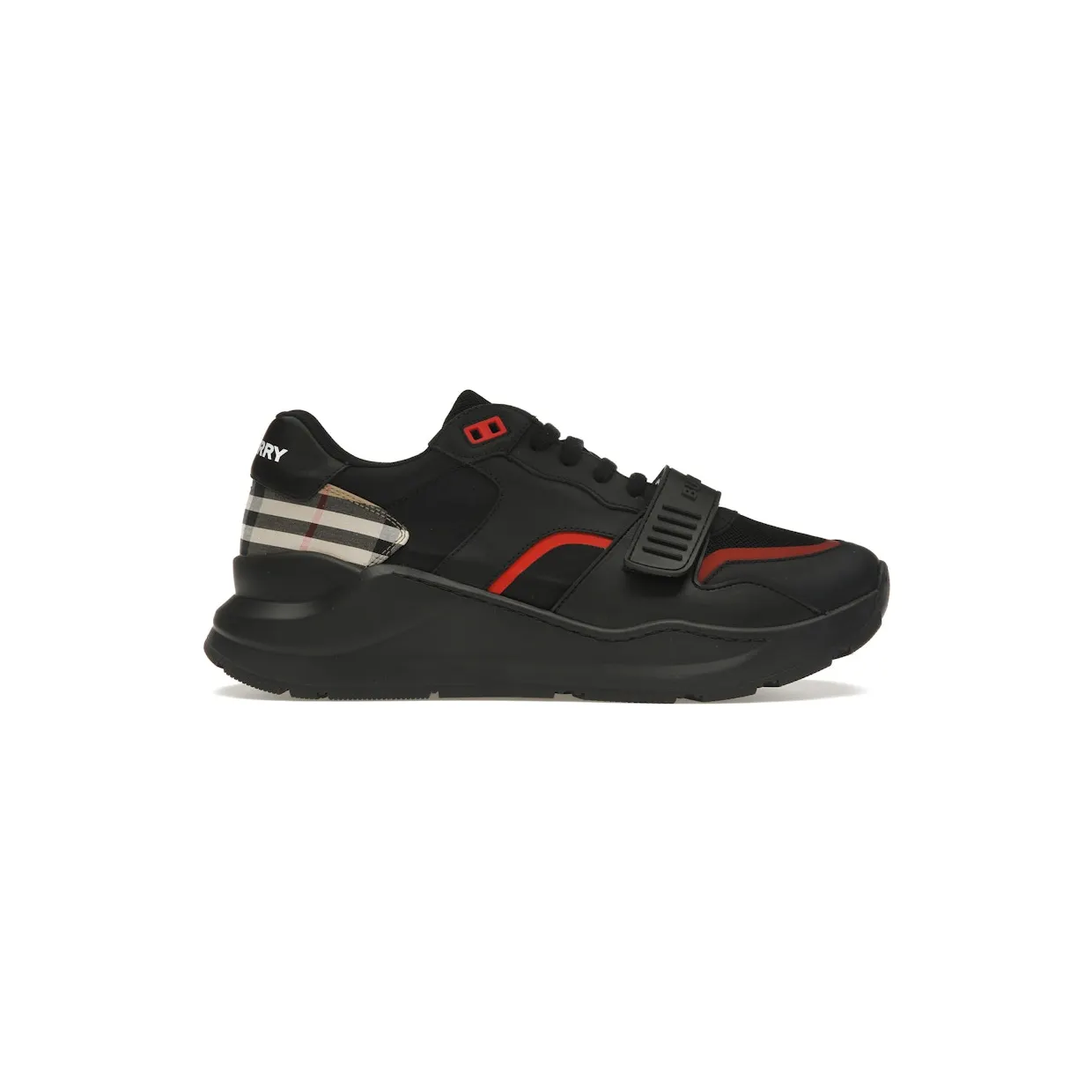 Burberry Black Vintage Check Leather & Mesh Sneakers (8034127)