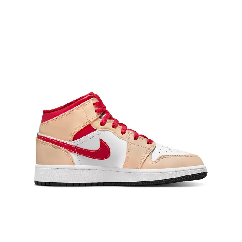Air Jordan 1 Mid GS “Beige / Red” (554725-201)