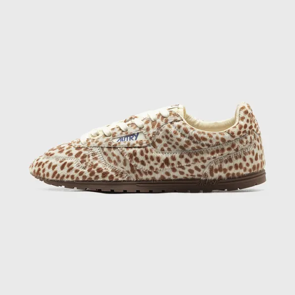 Autry Windspin Low Animal Print Pony Hair Ivory Brown