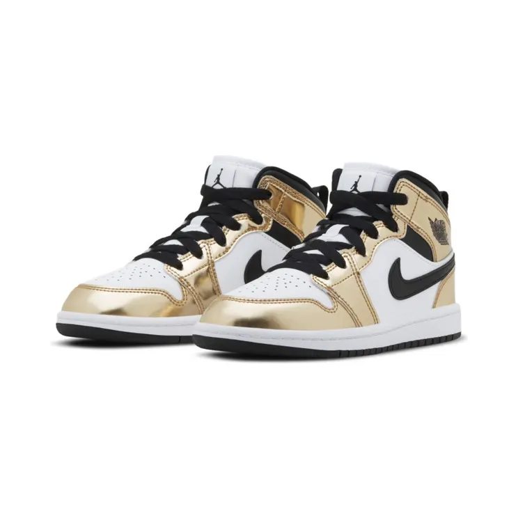 Jordan 1 Mid Metallic Gold Black White (PS)