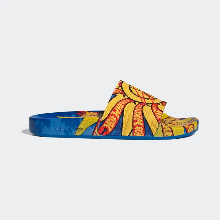 adidas Sean Wotherspoon x Hot Wheels adilette Badslippers Blue Bird / Bold Gold / Core Black (GX9756)