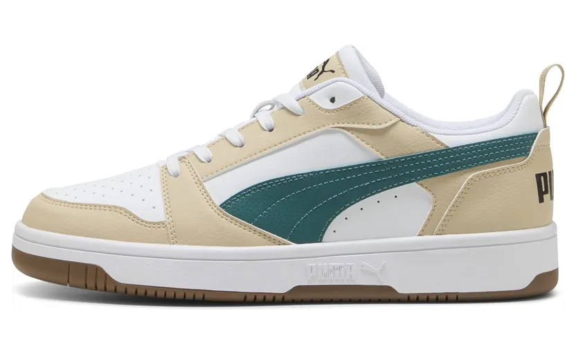 Puma Rebound V6 Low “Toasted Almond / Emerald Ice / Puma White” (392328_61)