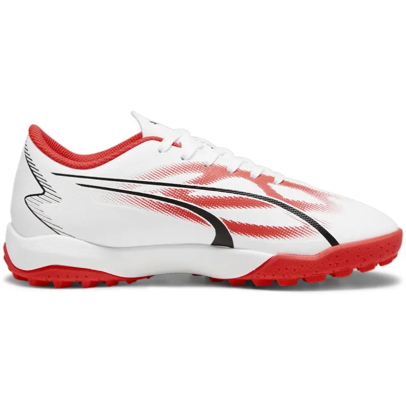 Puma Ultra Play TT + Multinocken-Fußballschuhe Kids 01 – PUMA white/PUMA black/fire orchid 35 für Kids, White, Größe 35 ½ EU / 3 Kids UK (107534)