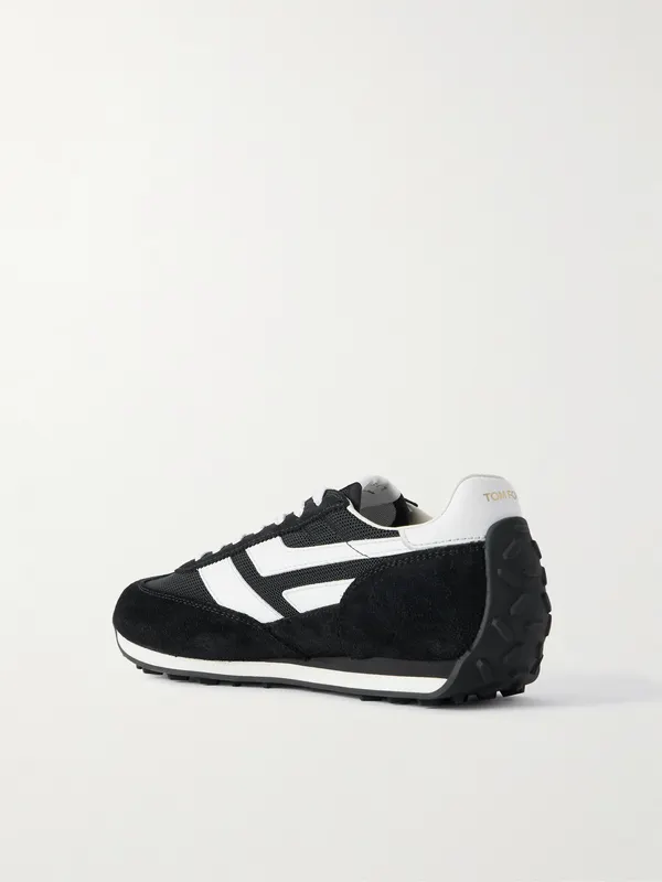 Tom Ford Mesh and Leather-Trimmed Suede Black (J1511-LCL116N)