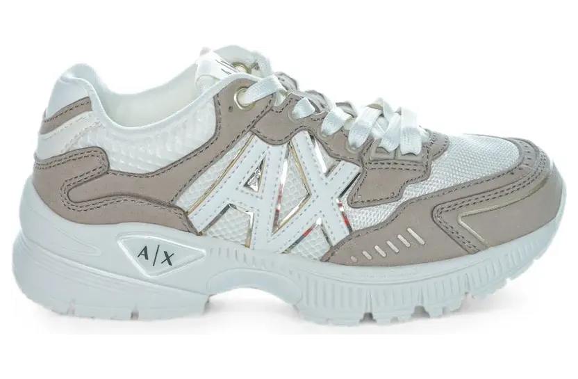 Armani Exchange Sneakers met logopatch – Beige (XW002153AF2275MZ285)