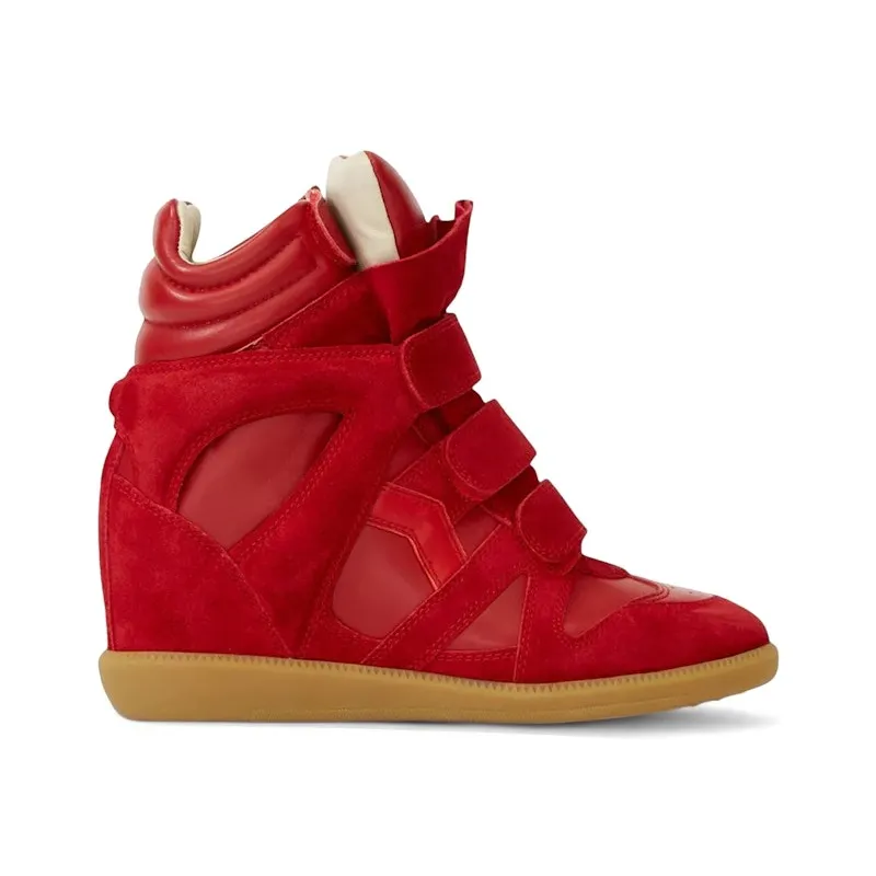 Isabel Marant Bekett Suede Calfskin Leather Wedge Red (BK0010FA-C1E02S-70RD)