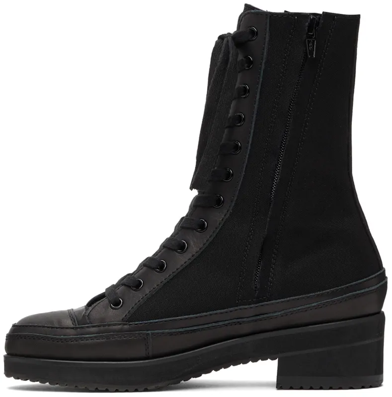 Yohji Yamamoto Black Canvas Heeled High Top Sneakers (FX-E03-062)