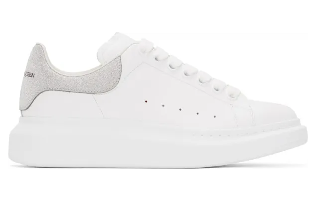 Alexander McQueen SSENSE Exclusive White and Silver Glitter Oversized Sneakers (553680WHVIV)