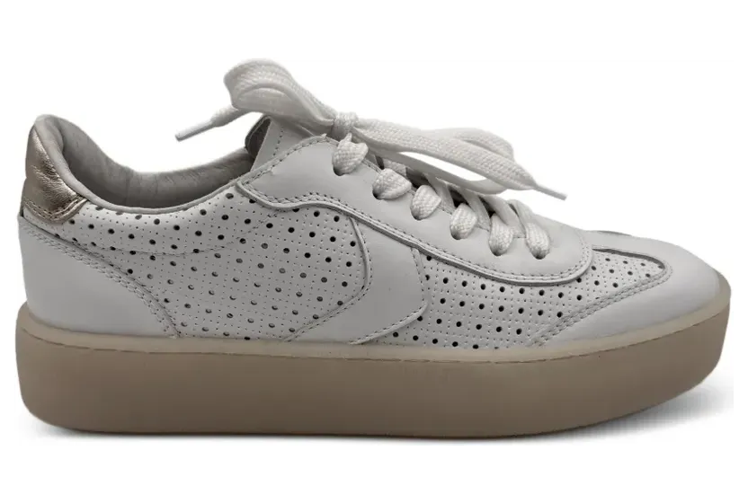Voile Blanche perforated leather low-top sneakers – Weiß (MINDMASH)