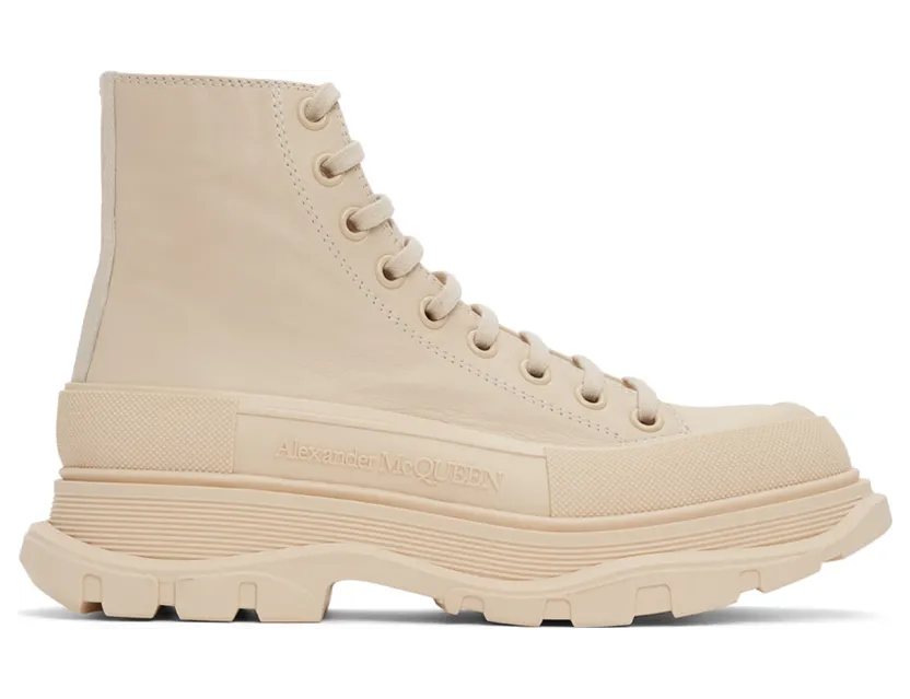 Alexander McQueen Beige Tread Slick High Sneakers (627206WIAG65593)