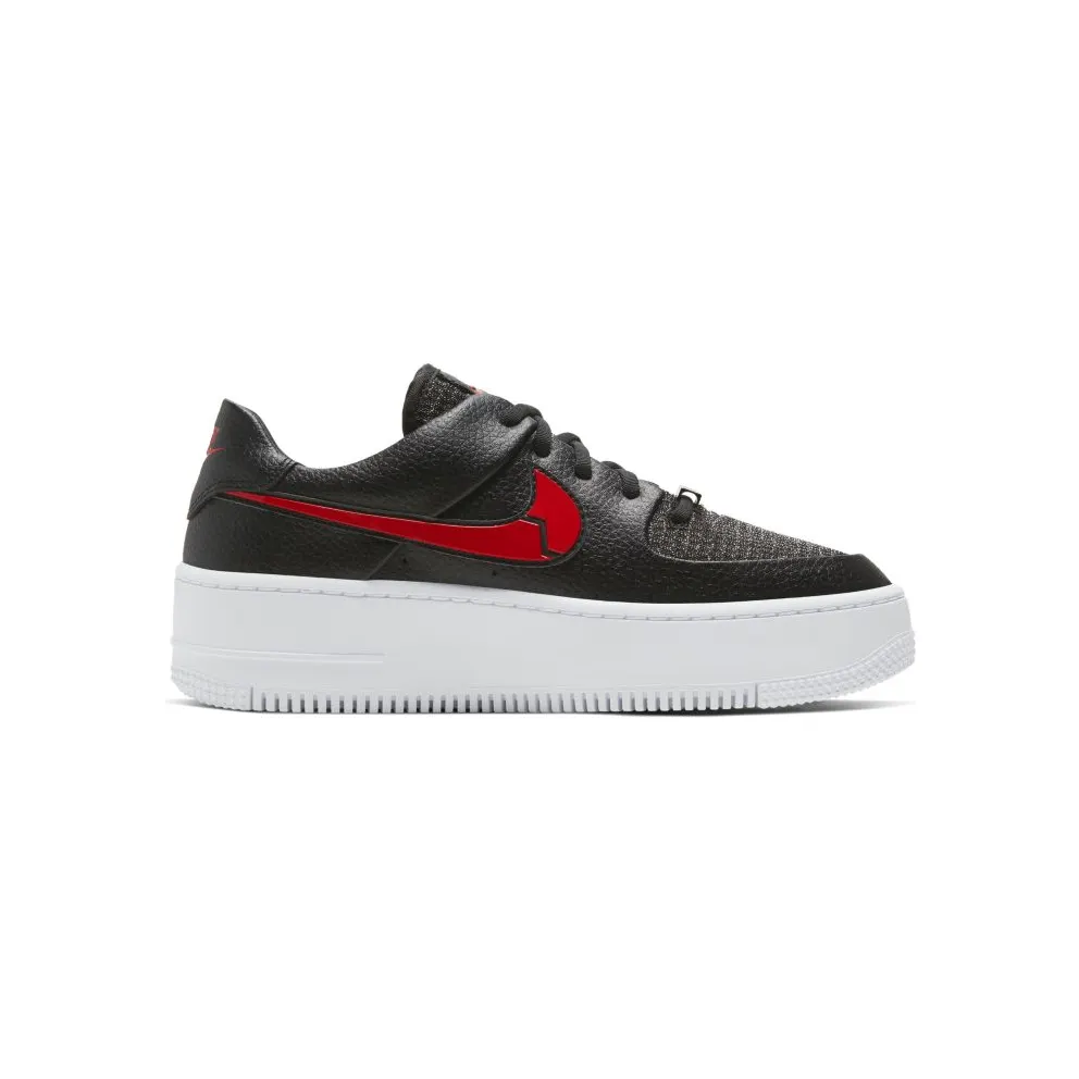 Nike Air Force 1 Sage Low Valentines Day 2020 (W) Black/Metallic Silver-University Red (CU4759-001)