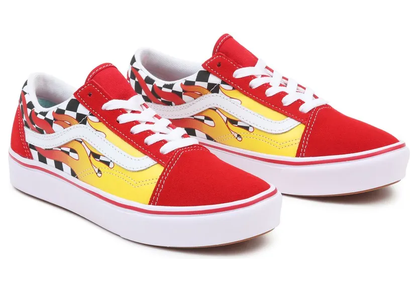 VANS Flame Comfycush Old Skool Schoenen Voor Kinderen (Rood)