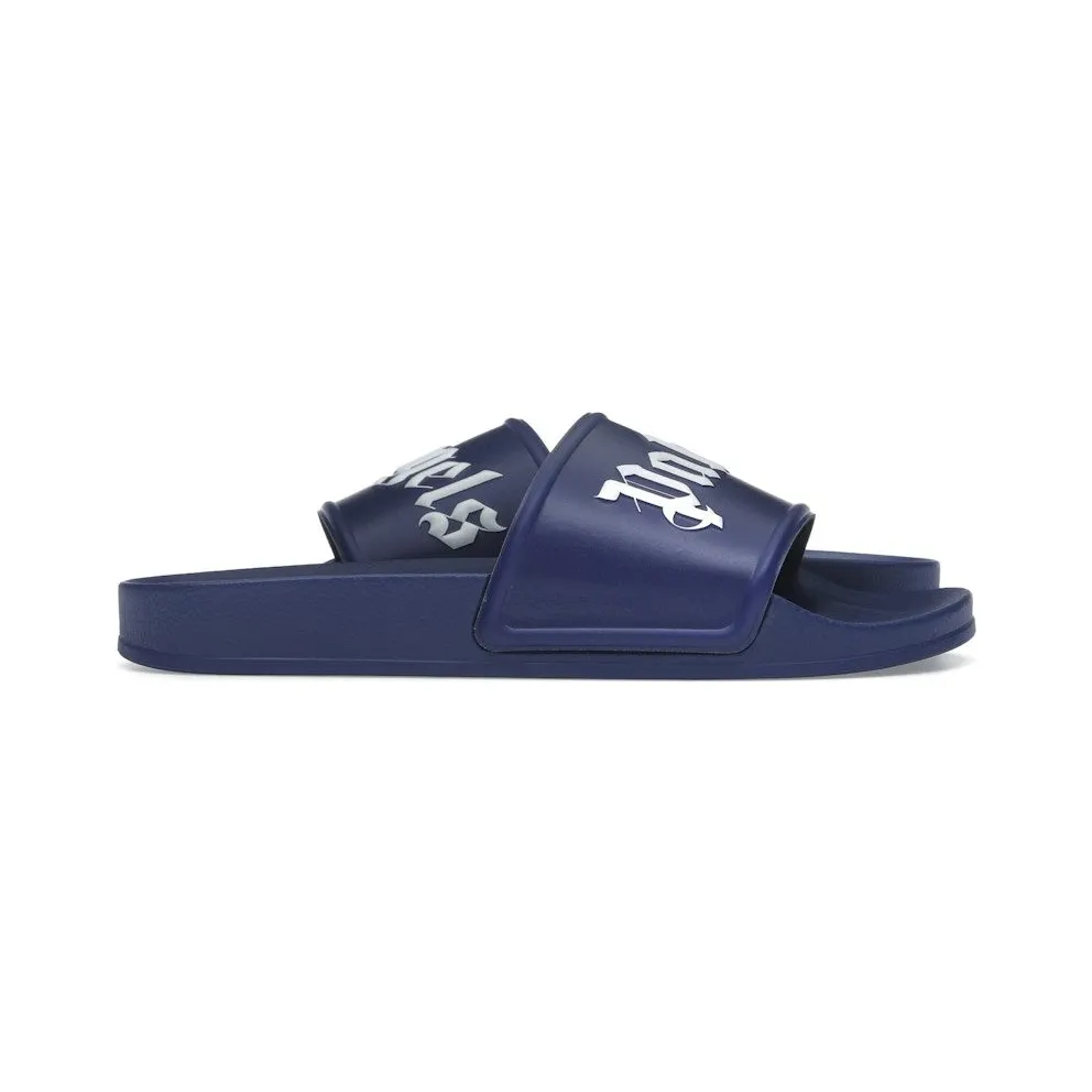Palm Angels Pool Slides Dark Blue White SS23 (PMIC001C99PLA0014501)