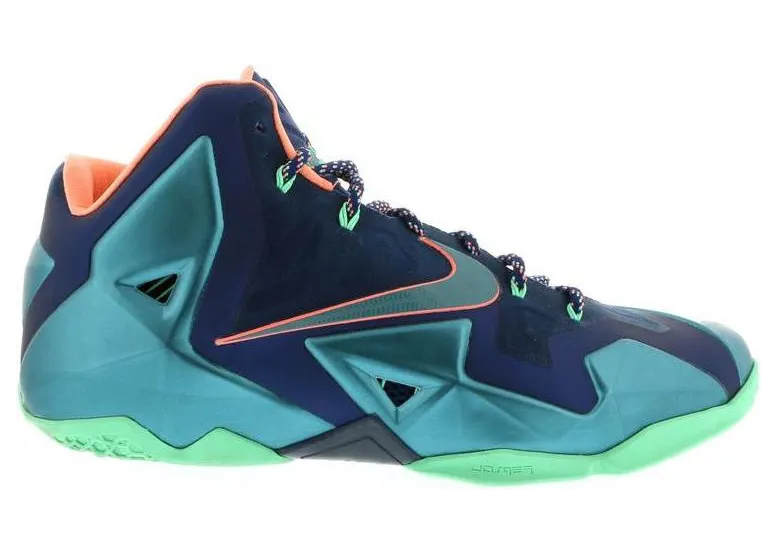 Nike LeBron 11 ‘Miami vs Akron’ Brave Blue/Green Glow-Mineral Teal-Atomic Pink (616175-400)