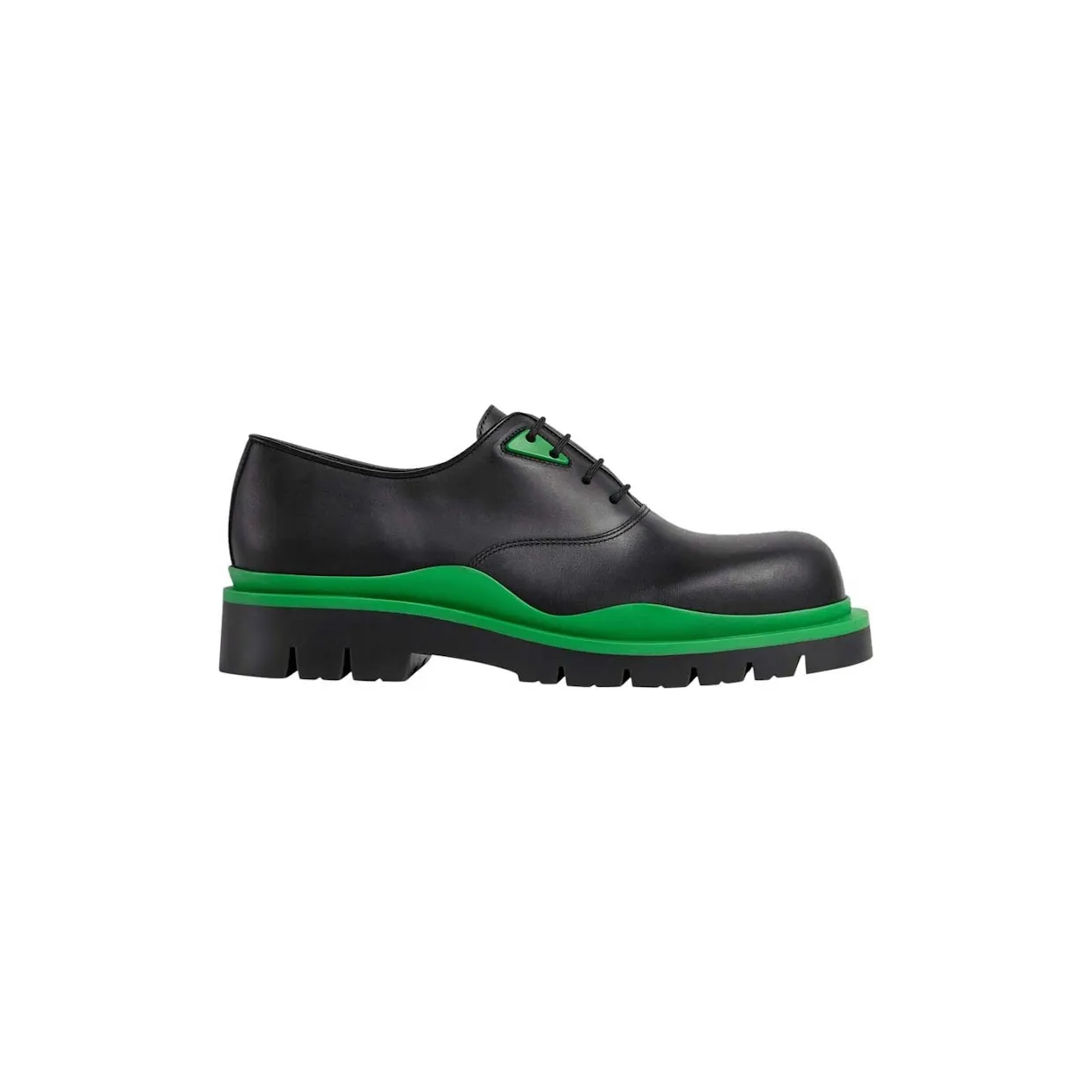 Bottega Veneta Tire Lace Up Leather Shoe Black Green (667073VBS503738)