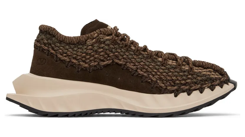 Valentino Garavani Brown Outdoor Crochet Sneakers (XY0S0F87XEG)