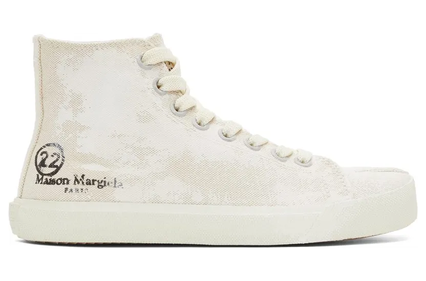 Maison Margiela Off-White Linen Painted Tabi High-Top H8623 White Sand/Wh (S58WS0111 P4040)