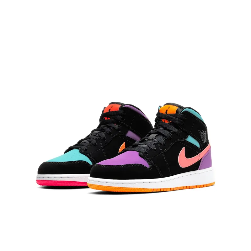 Jordan 1 Mid Multi-Color (GS) Black/Multi-Color (554725 083)