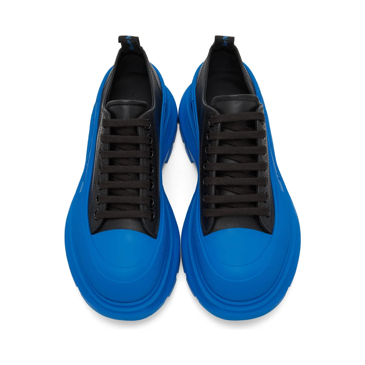 Alexander McQueen Black & White Leather Tread Slick Sneakers (627225WHZ62) (5)