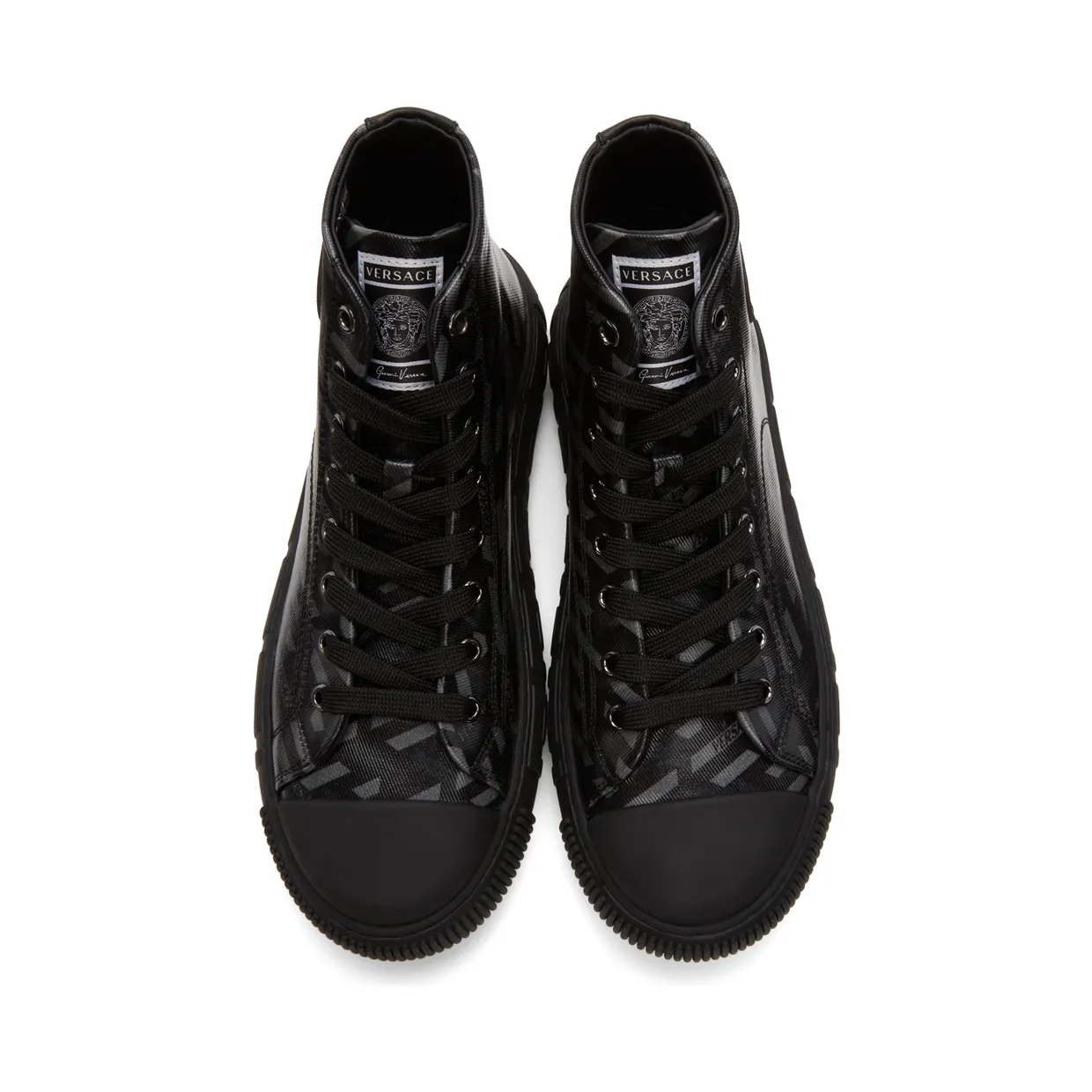 Versace Black & Grey ‘La Greca’ High-Top Sneakers (DSU8403 1A01726) (5)