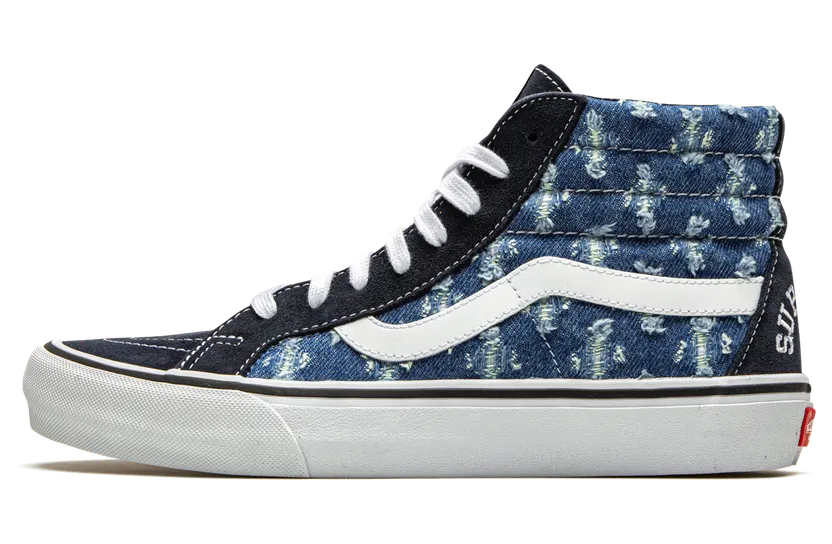 Vans Supreme x Sk8-Hi ‘Blue Hole Punch Denim’ (VN0A38Z32DD)