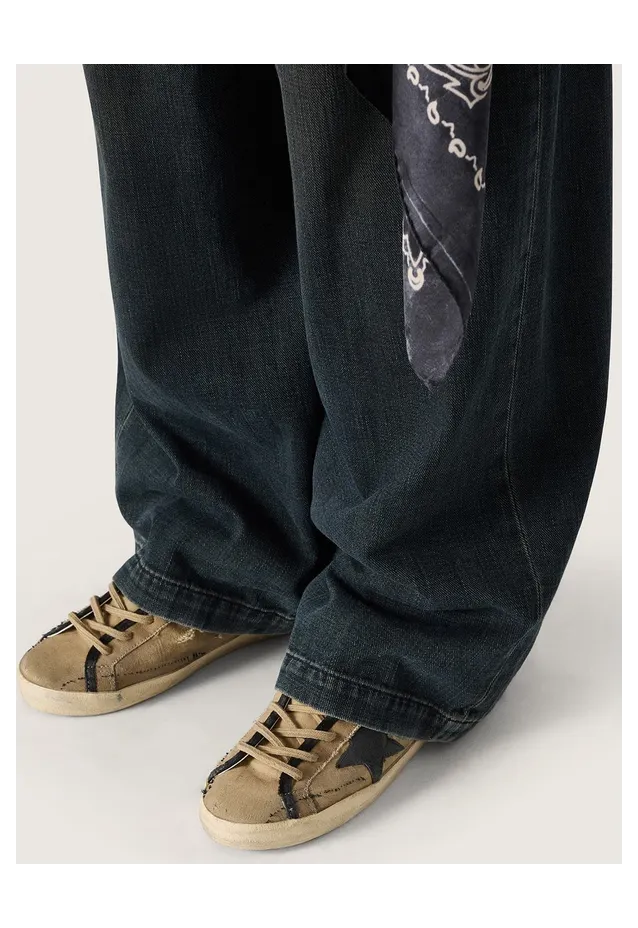 Golden Goose Super-Star Ltd In Beige Canvas With Black Leather Star (GWF00101.F008621.15965) (3)