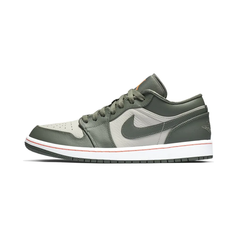 Jordan 1 Low Military Green White/Hyper Crimson-Light Bone-Vintage Lichen (553558-121)