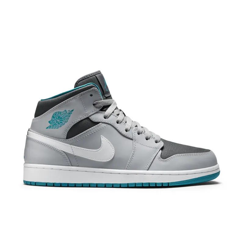 Jordan 1 Mid Wolf Grey Tropical Teal Wolf Grey/Tropical Teal-Dark Grey-White (554724-027)
