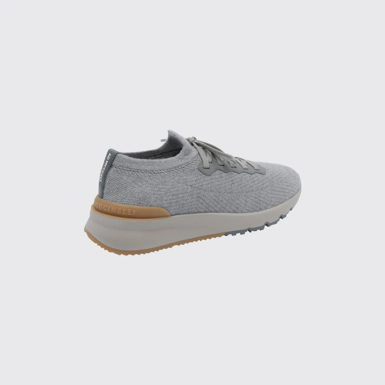 Brunello cucinelli Low-Top Cotton Knit Trainers with Pull Tab Grey 1 (MZUWLBO253CYM46) (2)