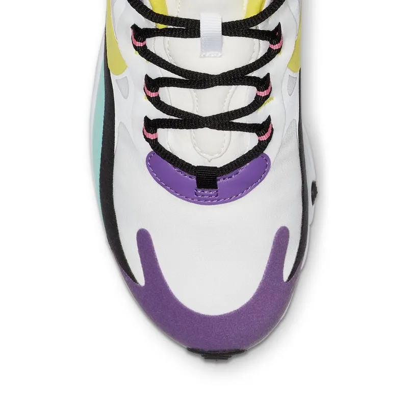 Nike Air Max 270 React Geometric Art (W) White/Black-Bright Violet-Dynamic Yellow (AT6174-101)